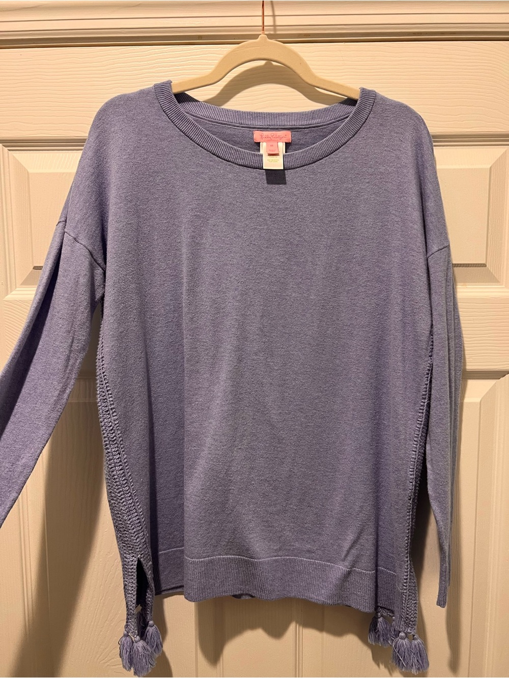 Lilly Pulitzer Lavender Tassel-Trim Crewneck Sweater